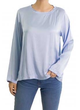 Blusa girocollo tinta unita 